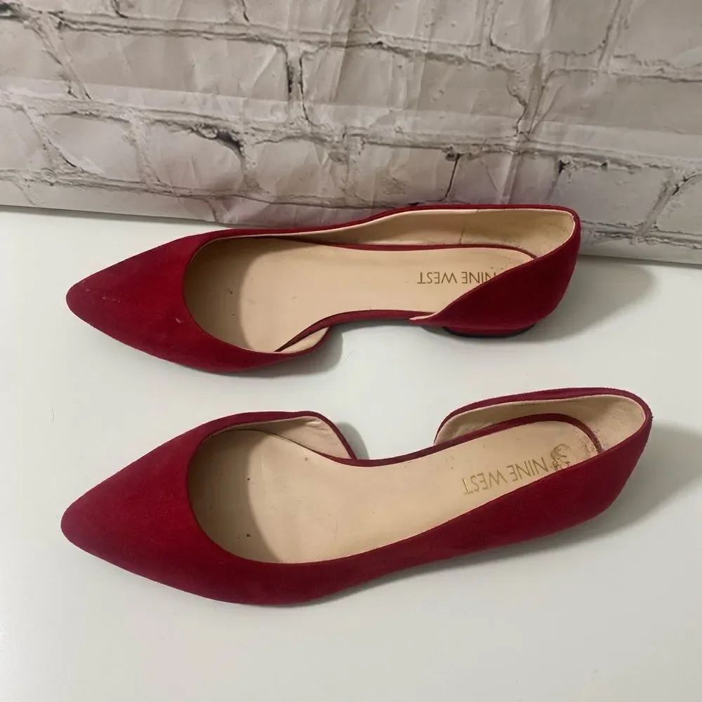Red Suede Flats - Picture 2 of 9